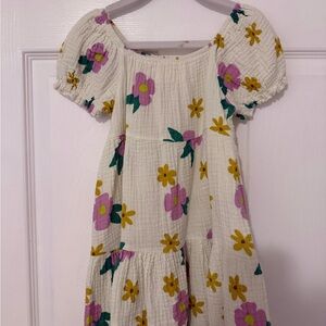 Floral Kids Dress in White and Yellow